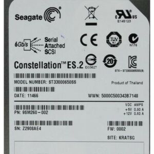 SEAGATE Constellation ST33000650SS 3tb 7200rpm Serial Attached Scsi (sas-6gbps) 64mb Buffer 3.5inch Form Factor Intrnal Hard Disk Drive.